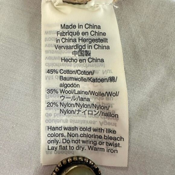 J. CREW Tan Wool Long Sleeve Sweater Asymmetrical Ruffle Sz M Preppy Minimalist - Picture 5 of 6